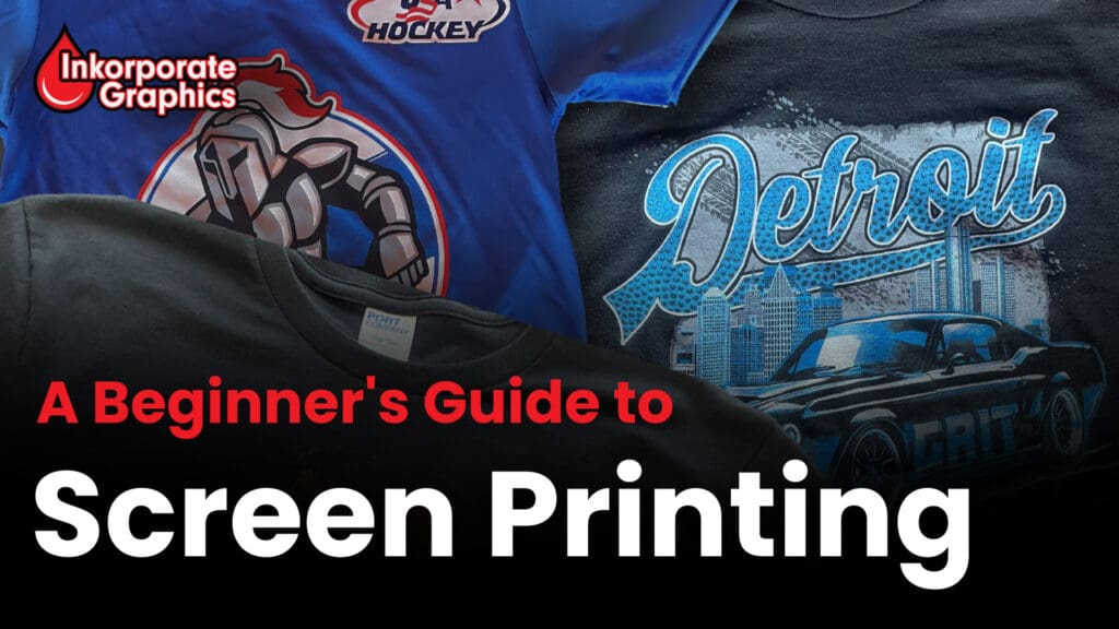 Different examples of screen printing offered in at the local screen printing shop, Inkorporate